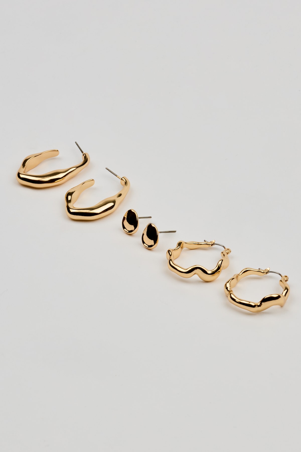 Alternative view of 3 Pack of Wavy Studs and Hoop Earrings